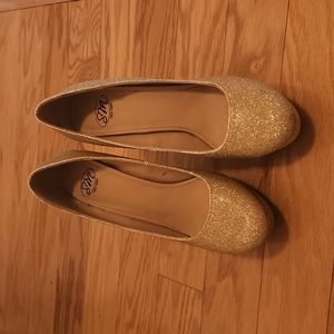 Gold glitter SM Platform stilettos
